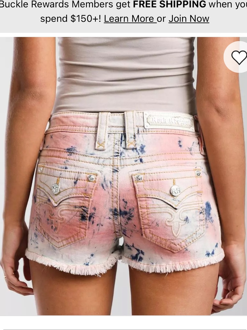 Rock Revival Alivia Mid-Rise Tie-Dye Denim Shorts - Pink & Blue BRAND NEW!